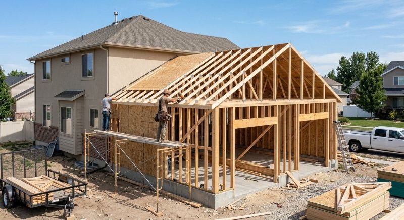 Two Story Garage Construction in Conroe, TX